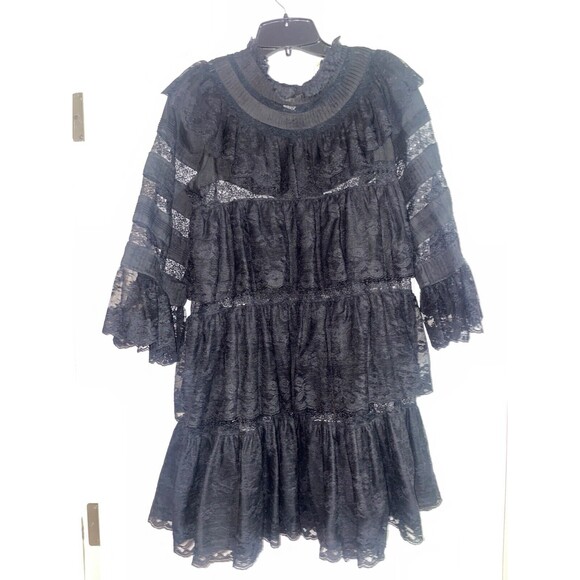 Doen Oralie Lace Tiered Dress size S NWT A-Line Black Witchy Whimsigoth - Picture 5 of 15